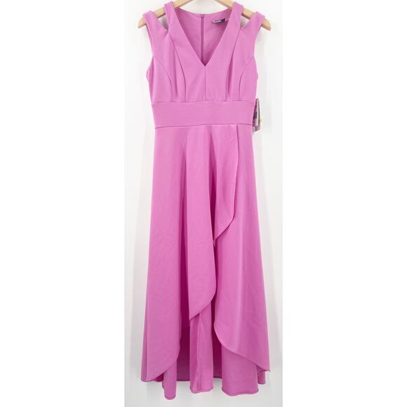 MAISON TARA Dress Size 4 Savanah Midi Cut Out Crepe Fit & Flare Wedding NWT - Picture 2 of 16